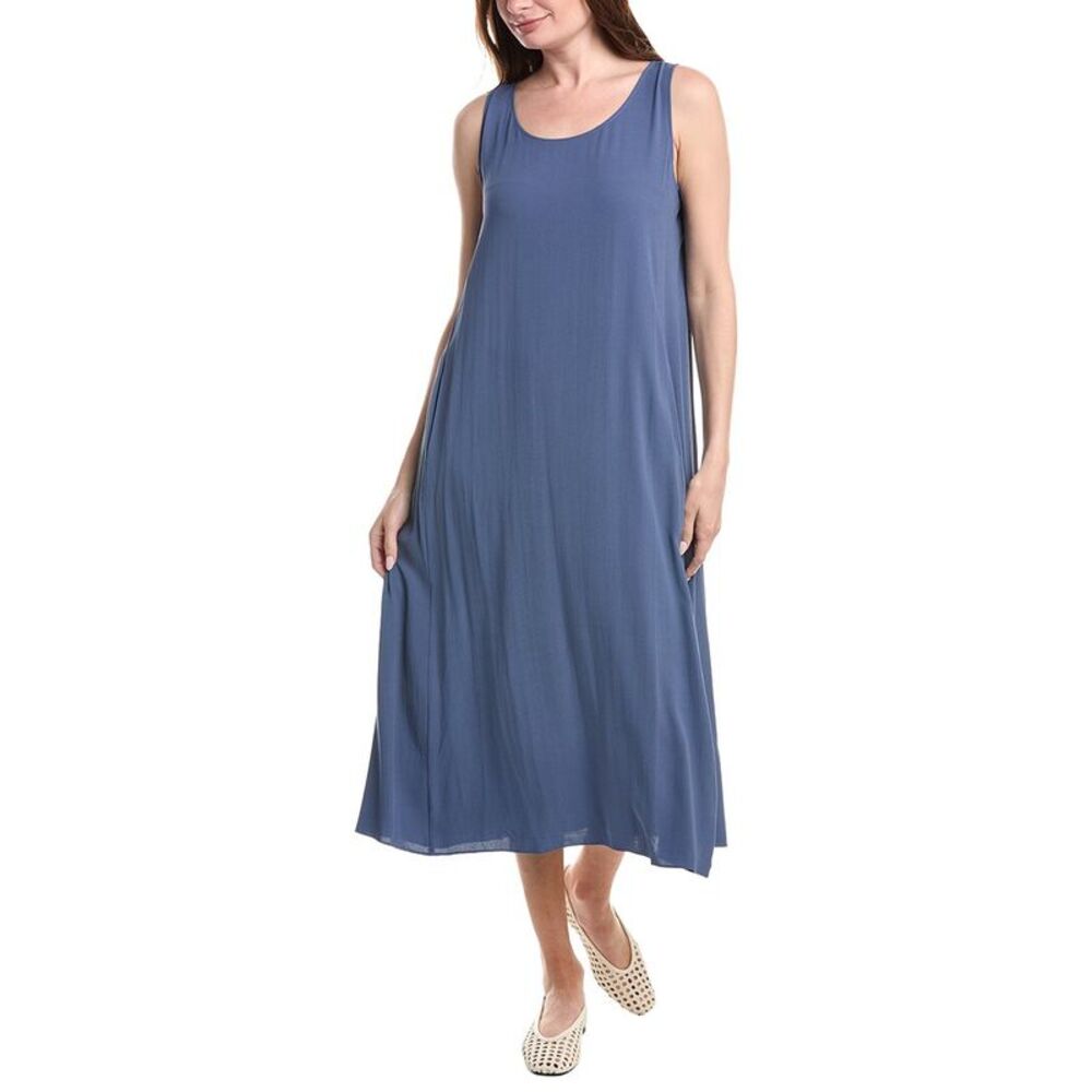 Eileen Fisher Womens  Scoop Neck Silk Flare Dress